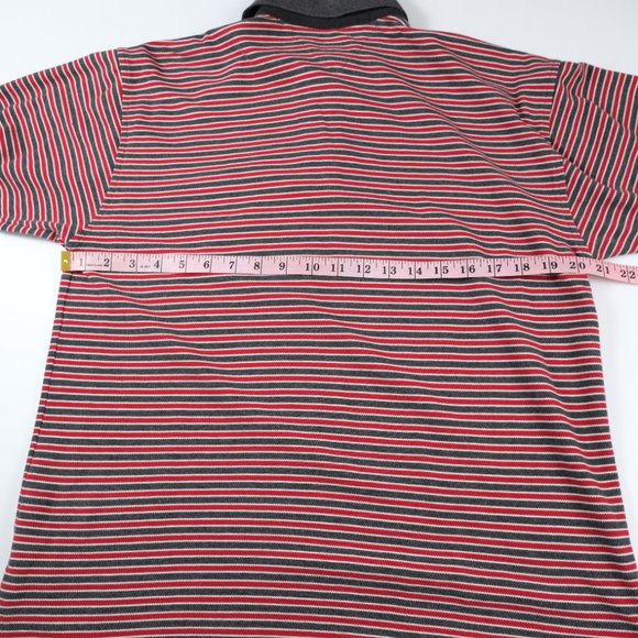 Vintage Tommy Hilfiger Polo Shirt Mens XL Red & Gray Striped Short Sleeve Crest - Picture 9 of 10
